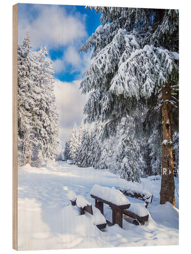 Wood print Winter in the Thuringian Forest on the Rennsteig