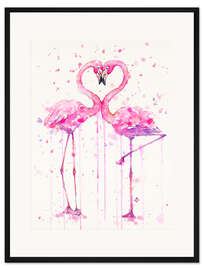 Gerahmter Kunstdruck Flamingo-Liebe