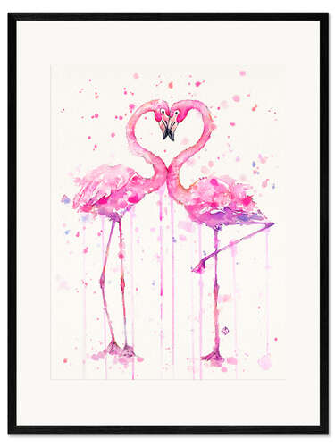 Kehystetty taidepainatus Flamingo Love