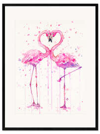 Kehystetty taidepainatus Flamingo Love