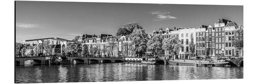 Aluminium print Magere Brug and houseboats in Amsterdam