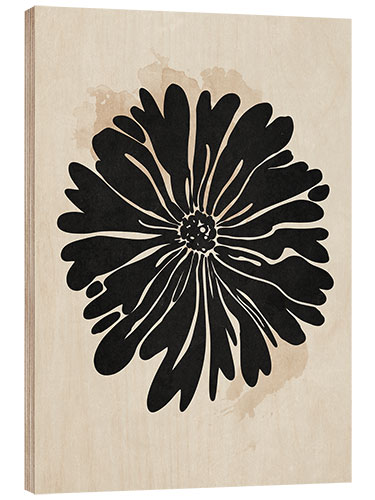 Stampa su legno Abstract black flower