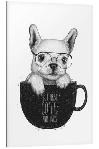 Cuadro de aluminio Pug with coffee