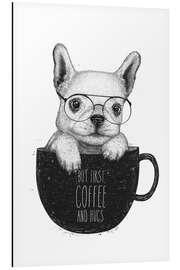 Aluminium print Pug with coffee