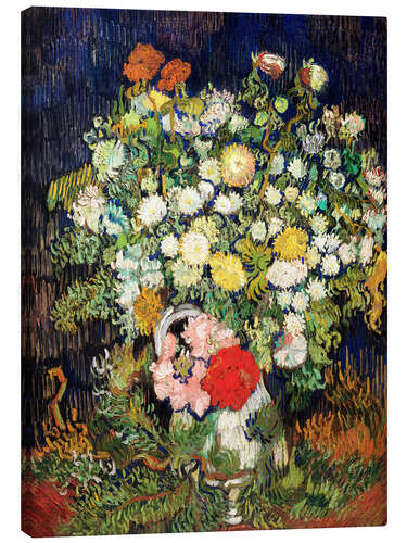 Canvas print Vase of chrysanthemums and wild flowers