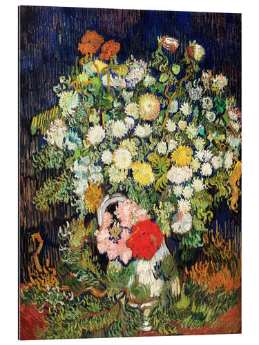 Gallery print Vase of chrysanthemums and wild flowers