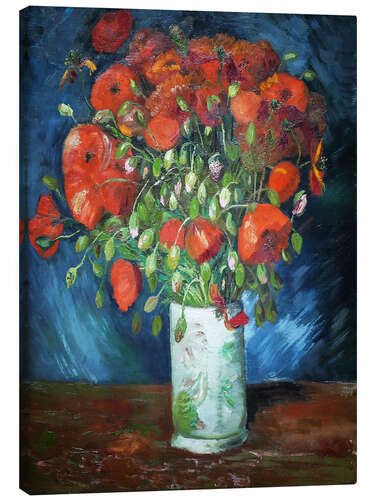 Canvas print Vase with red poppies