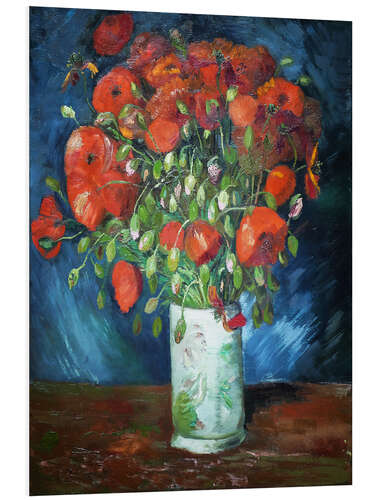 Foam board print Vase with red poppies