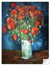 Sticker mural Vase with red poppies