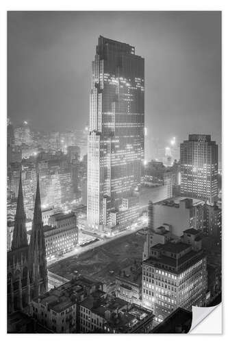 Wall sticker Historisches New York: Rockefeller Plaza at Night, 1933