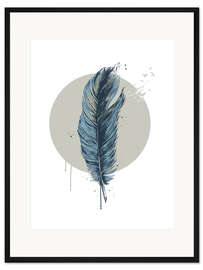 Gerahmter Kunstdruck Feder im Kreis