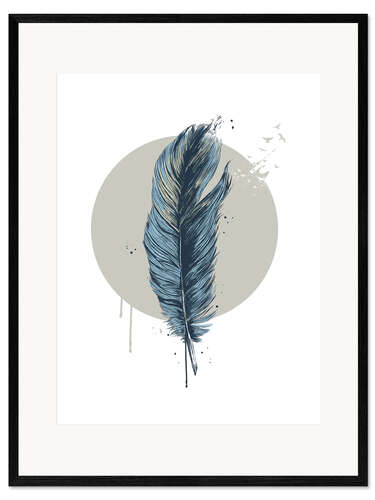 Ingelijste kunstdruk Feather in a circle