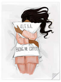 Sticker mural Bring Me Coffee - Dark hair