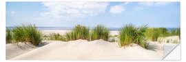 Muursticker Beach panorama with dunes and beach grass