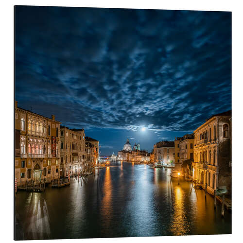 Tableau en aluminium Full moon over the Grand Canal in Venice