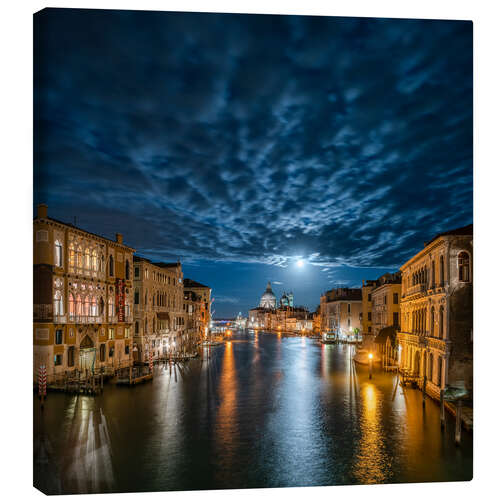 Canvas print Full moon over the Grand Canal in Venice