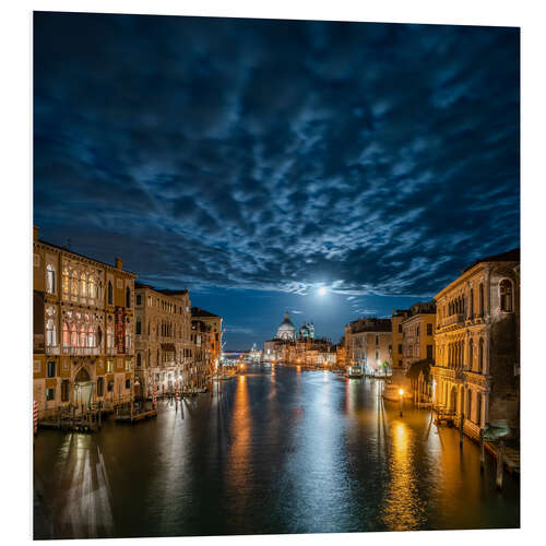 Foam board print Full moon over the Grand Canal in Venice