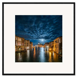 Gerahmter Kunstdruck Vollmond über dem Canal Grande in Venedig