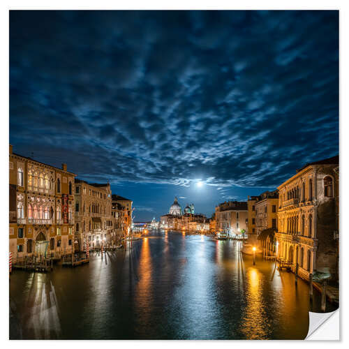 Vinilo para la pared Full moon over the Grand Canal in Venice