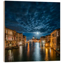 Trätavla Full moon over the Grand Canal in Venice