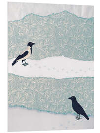 Foam board print Magpie and Crow in the Snow