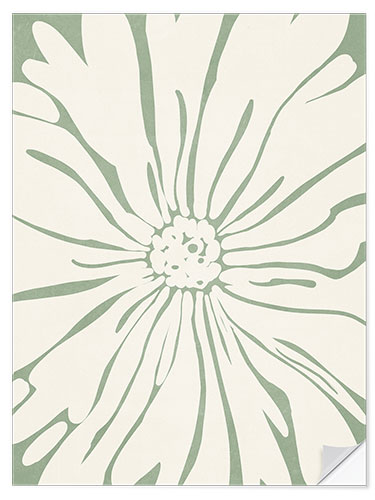 Wall sticker Sage green and beige flower