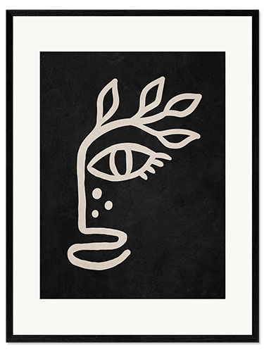 Framed art print Abstract black floral portrait
