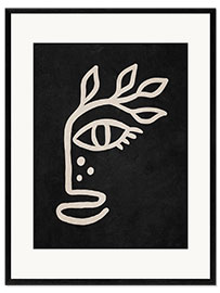 Ingelijste kunstdruk Abstract black floral portrait