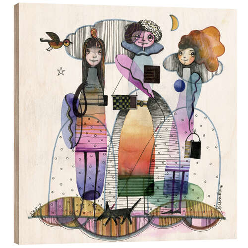 Wood print Daughter, Grandmother and Mother
