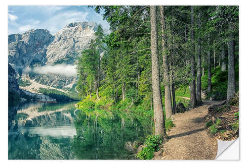 Selvklebende plakat Morning in Braies