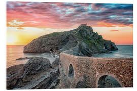 Acrylic print Sunset in Gaztelugatxe