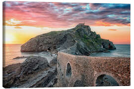 Leinwandbild Sonnenuntergang in Gaztelugatxe