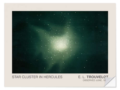 Självhäftande poster Star Clusters in Hercules, Astronomical Drawing