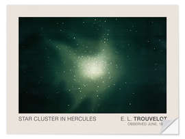 Självhäftande poster Star Clusters in Hercules, Astronomical Drawing