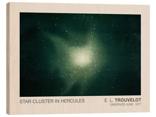 Wood print Star Clusters in Hercules, Astronomical Drawing