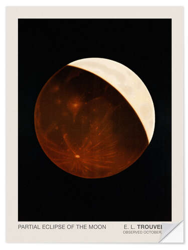 Selvklebende plakat Partial Eclipse of the Moon, Astronomical Drawing