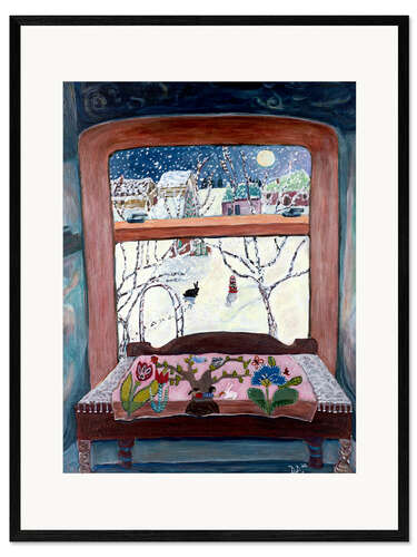 Framed art print Appliqued Window View