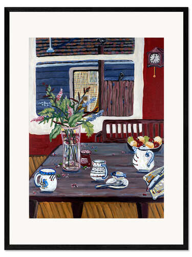 Gerahmter Kunstdruck Winterteetisch