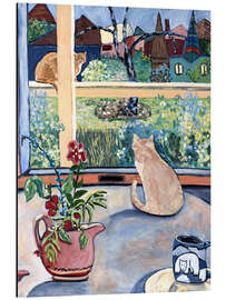 Magnettafel Rote Blumen und Katzen