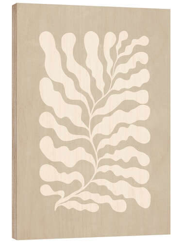 Tableau en bois Abstract beige plant