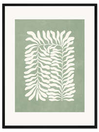 Gerahmter Kunstdruck Salbeigrüne Blumenkunst