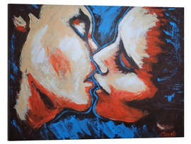 Aluminium print Kiss in red and blue