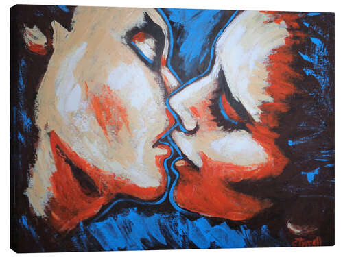 Tableau sur toile Kiss in red and blue