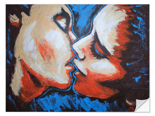 Wall sticker Kiss in red and blue