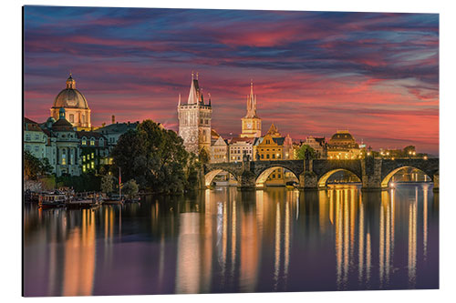 Aluminium print Prague at night