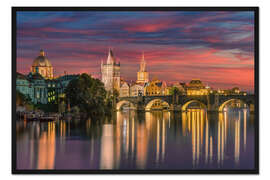 Gerahmter Kunstdruck Prag bei Nacht