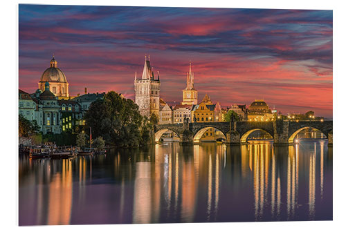 Foam board print Prague at night