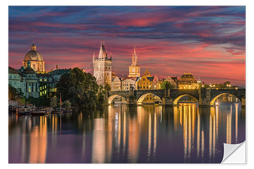 Selvklebende plakat Prague at night