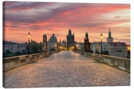 Leinwandbild Karlsbrücke Prag am frühen Morgen