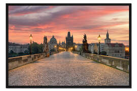 Gerahmter Kunstdruck Karlsbrücke Prag am frühen Morgen
